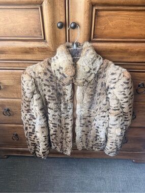 Rabbit Fur Animal Print Jacket - Neutral Tones